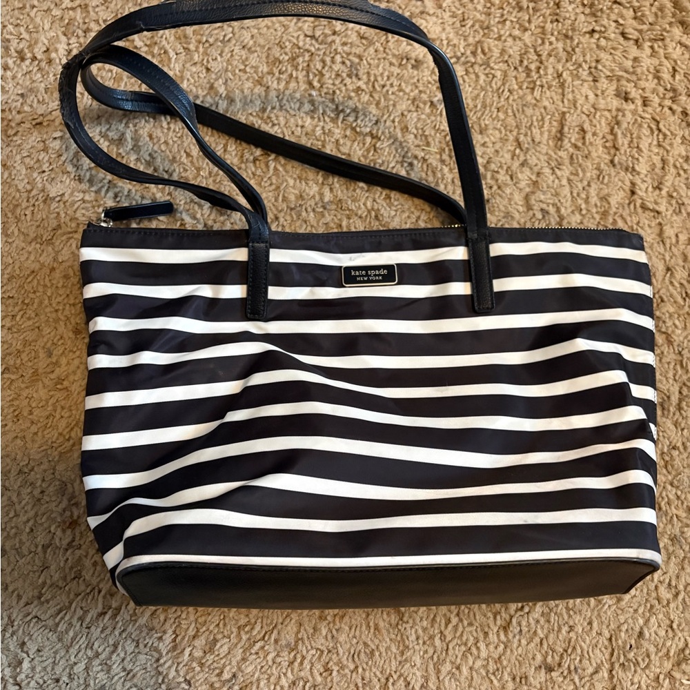 Kate Spade Black and White Striped Tote